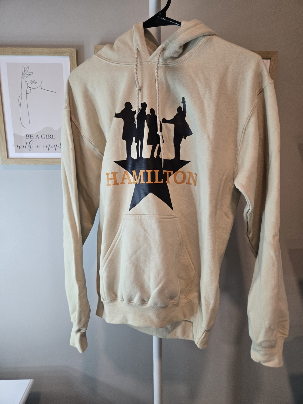 NWOT Hamilton Logo Beige Pullover Hoodie